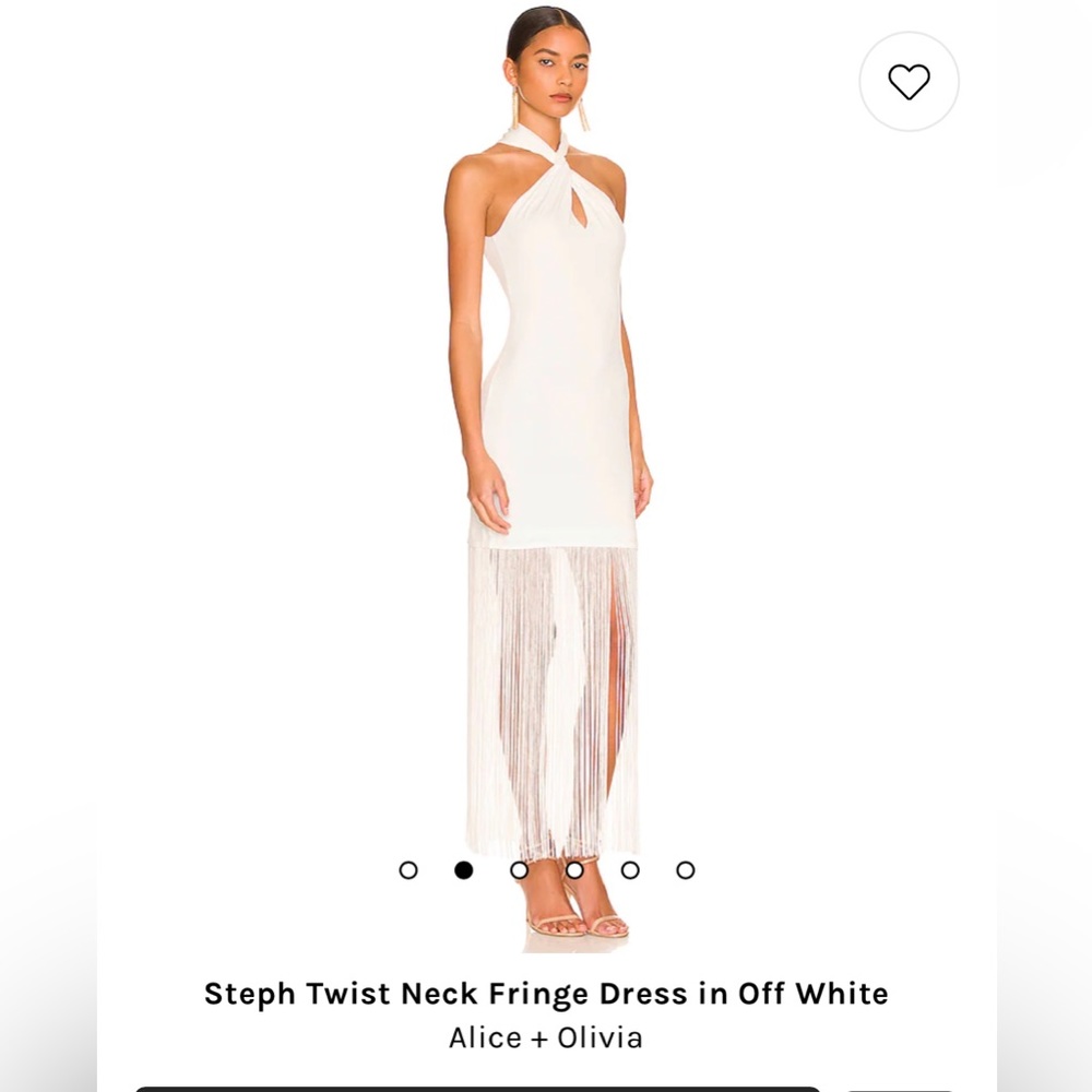NWT Alice + Olivia  Steph Fringe Dress in White Size 8